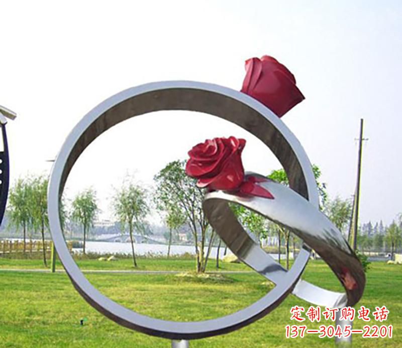 绵阳不锈钢景观婚戒雕塑