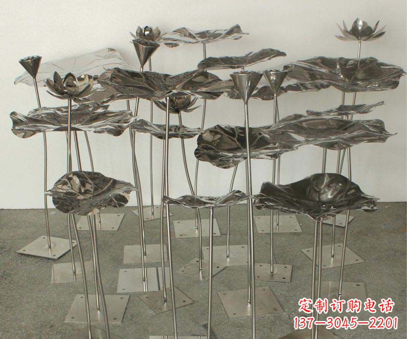 绵阳精美装饰不锈钢莲叶雕塑