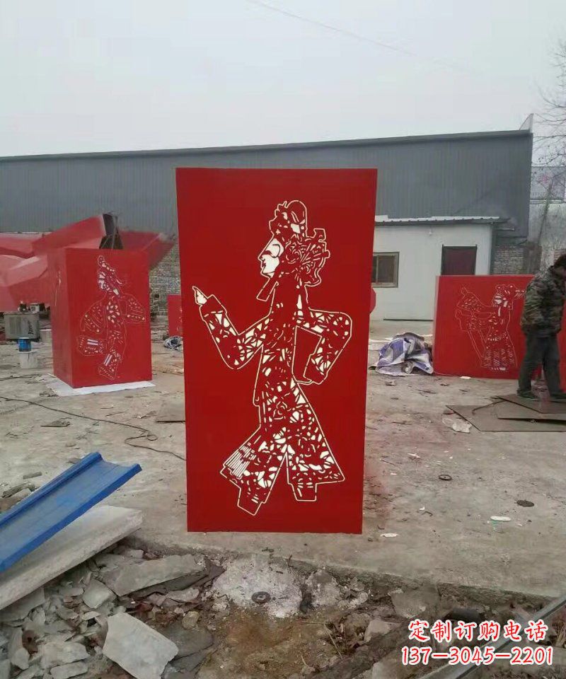 绵阳不锈钢灯罩皮影戏人物雕塑
