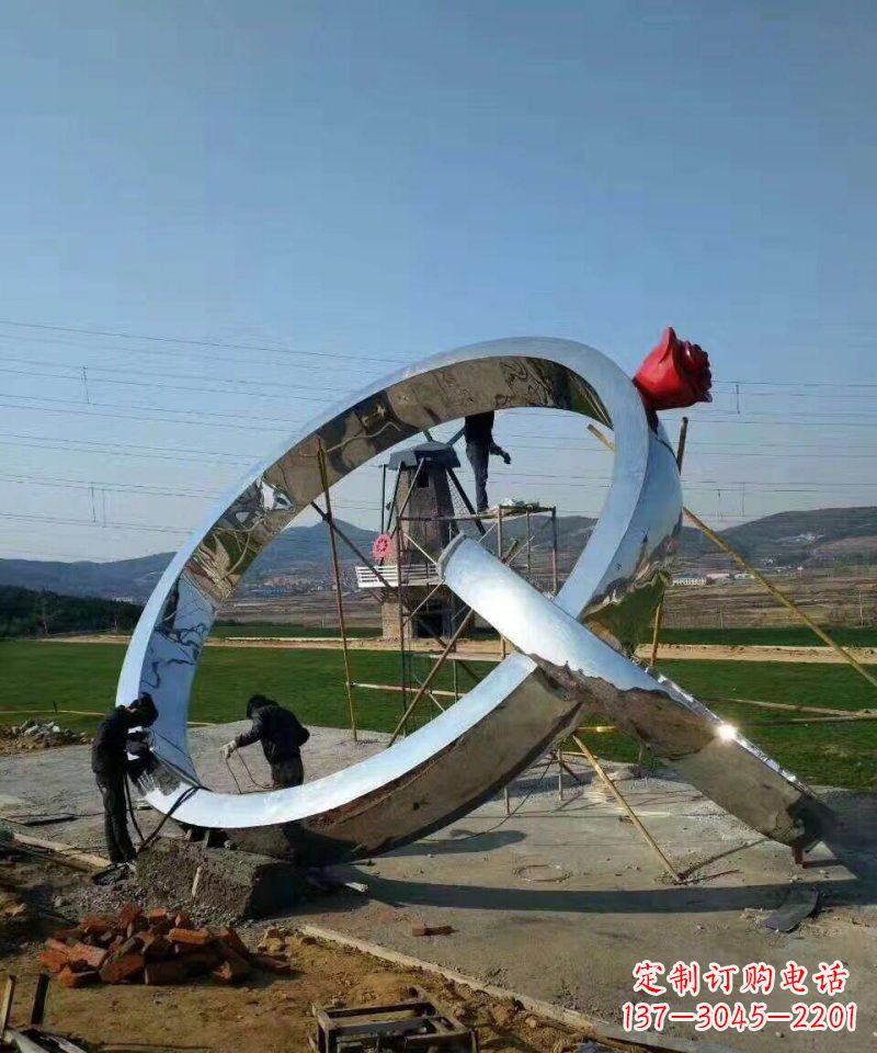 绵阳精美不锈钢玫瑰景观雕塑
