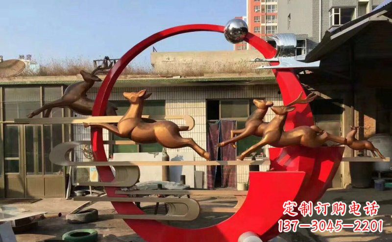 绵阳梅花鹿不锈钢雕塑引人瞩目的审美观赏