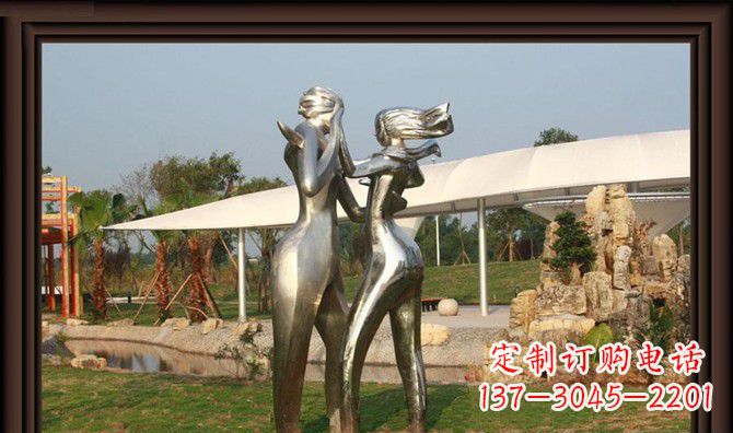 绵阳一对动感传情的不锈钢跳舞情侣雕塑