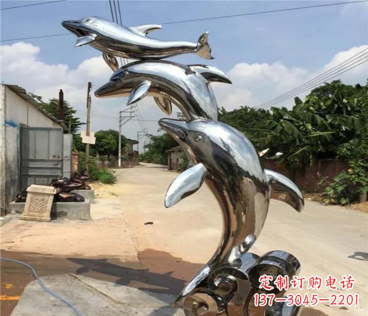 绵阳冲浪海豚不锈钢雕塑