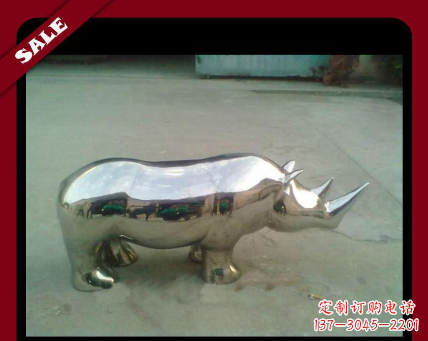 绵阳犀牛不锈钢雕塑给公园更多抢眼的艺术景观