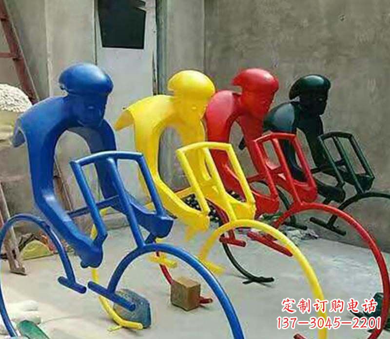 绵阳不锈钢自行车运动人物景观雕塑
