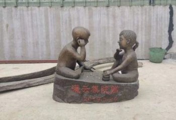 绵阳精美儿童下棋铜雕