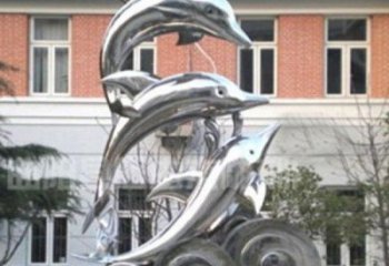 绵阳跳跃海豚海浪不锈钢雕塑
