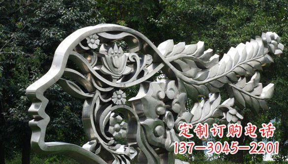 绵阳公园抽象不锈钢美女头象雕塑