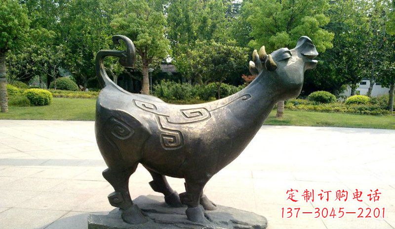 绵阳公园抽象牛动物铜雕 (3)