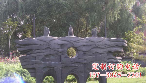 绵阳公园抽象战士人物铜雕