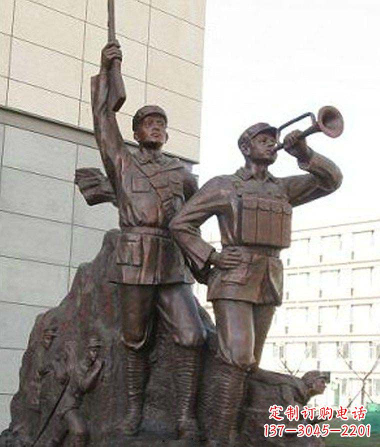 绵阳革命精神熠熠冲锋号铜雕