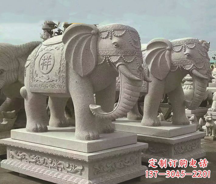 绵阳精美大象大理石雕塑
