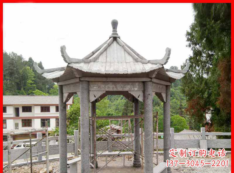 绵阳精美大理石六角石凉亭雕塑