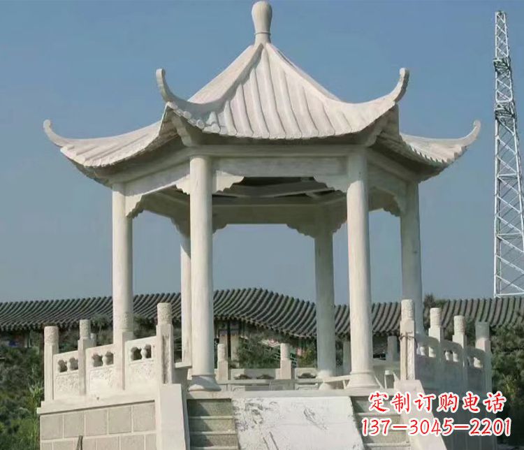 绵阳极具视觉冲击力的大理石六角石凉亭雕塑