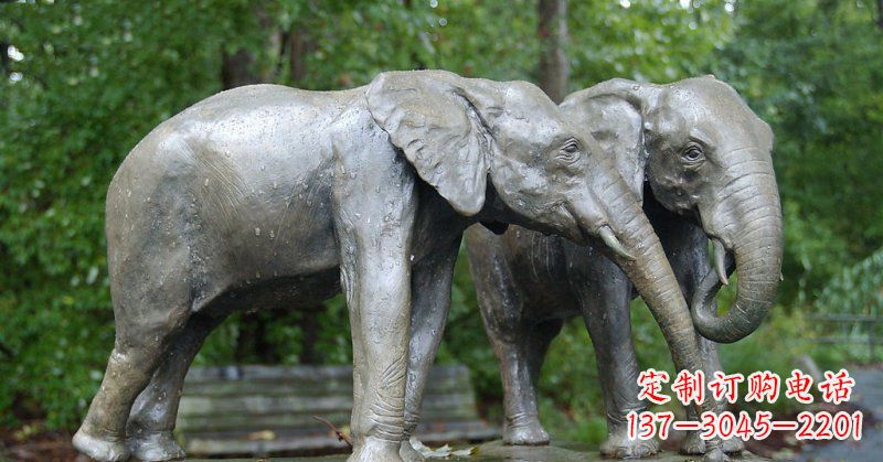 绵阳公园大象动物铜雕 (2)