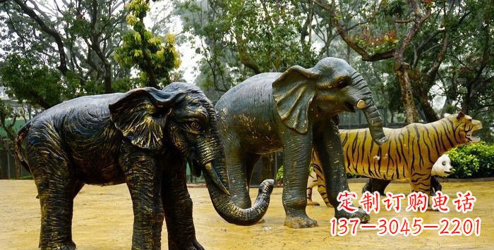 绵阳公园大象动物铜雕_1