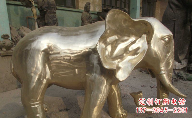 绵阳公园大象动物铜雕_2