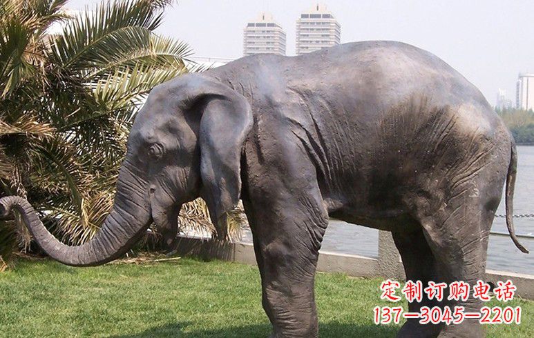 绵阳公园大象铜雕塑