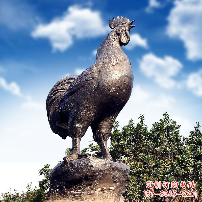 绵阳威风凛凛的大型铸铜酉鸡雕塑