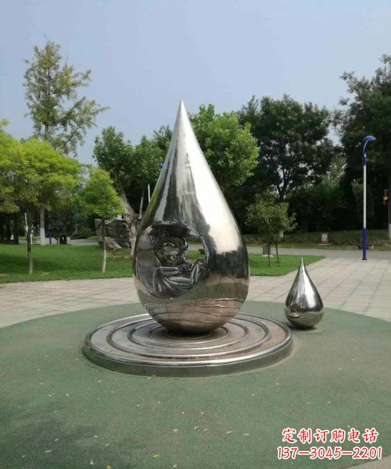 绵阳电镀不锈钢水滴雕塑