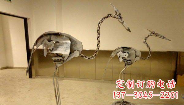 绵阳中领雕塑定制 不锈钢抽象仙鹤雕塑