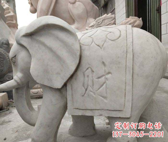 绵阳公园动物大理石大象石雕 (2)
