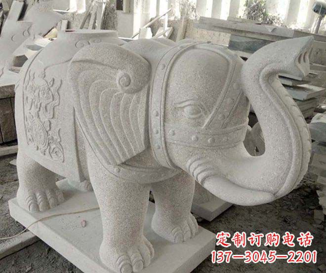 绵阳公园动物大理石大象石雕 (3)
