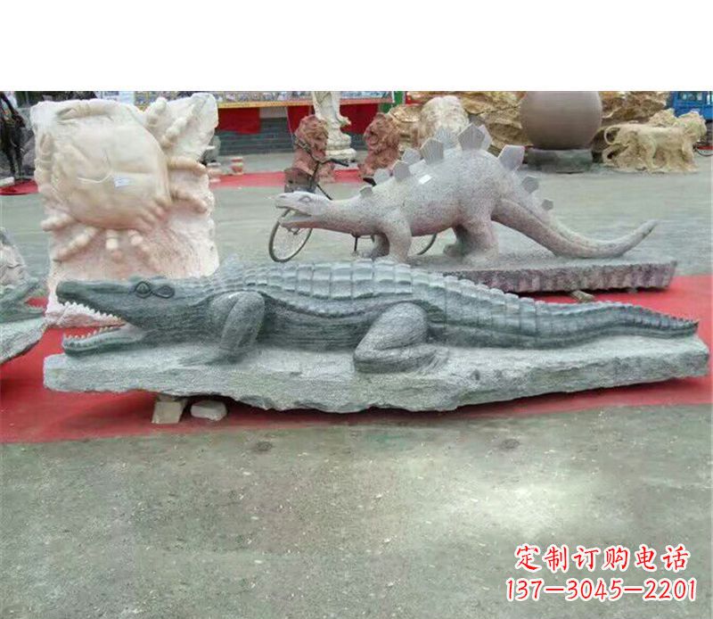 绵阳公园动物鳄鱼石雕
