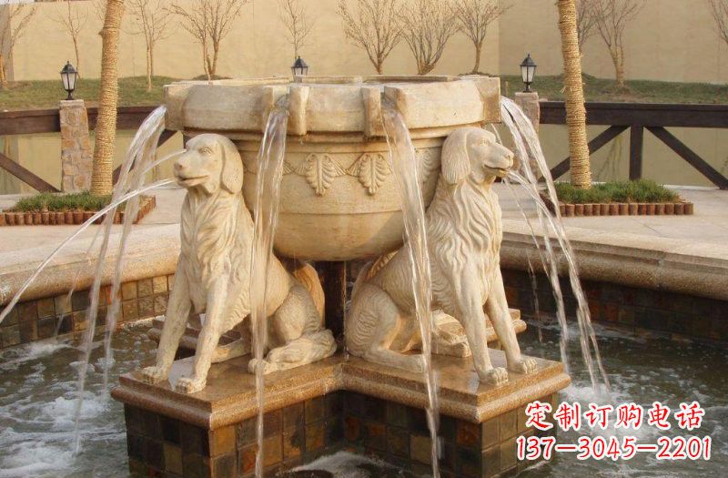 绵阳公园动物狗喷泉石雕