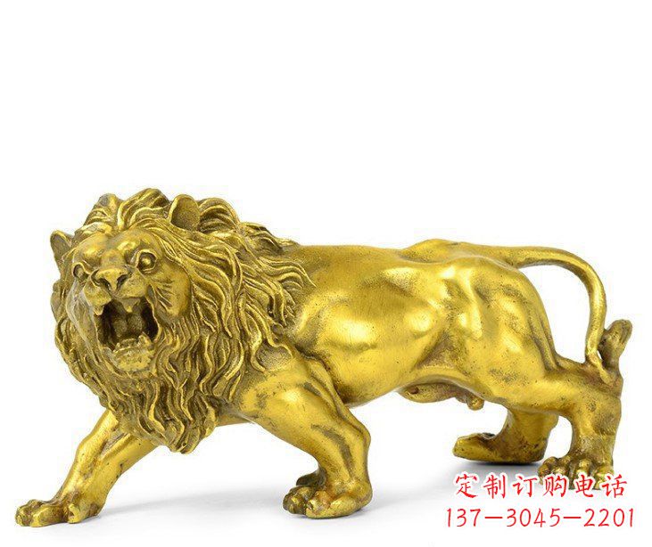 绵阳公园动物黄铜鎏金狮子铜雕塑