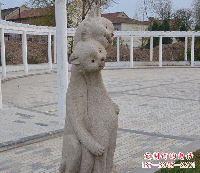 绵阳公园动物小猫石雕