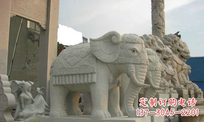 绵阳公园动物招财大象石雕 (2)