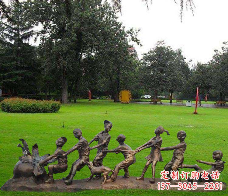 绵阳公园儿童拔萝卜人物小品铜雕