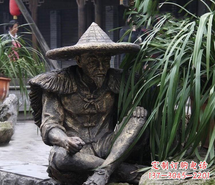 绵阳中领雕塑定制——古典经典“渔翁”铜雕