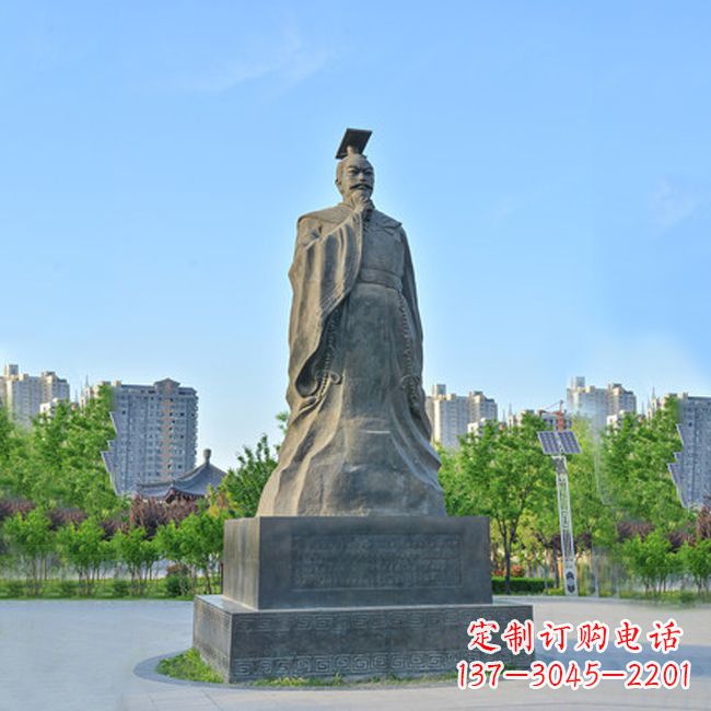 绵阳公园广场历史名人,青石隋文帝杨坚雕塑