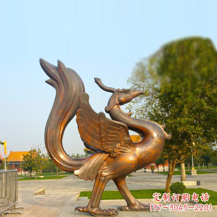 绵阳纯铜铸造的四灵之朱雀雕塑