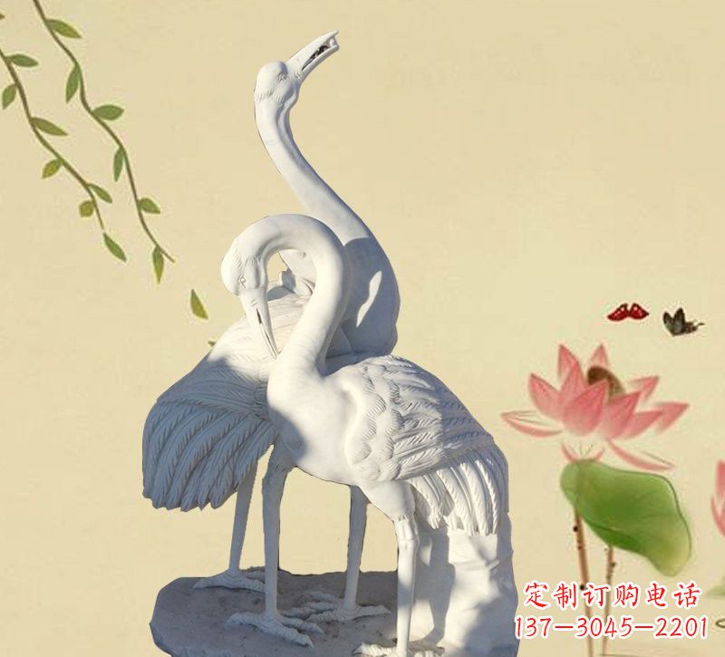 绵阳公园汉白玉仙鹤石雕