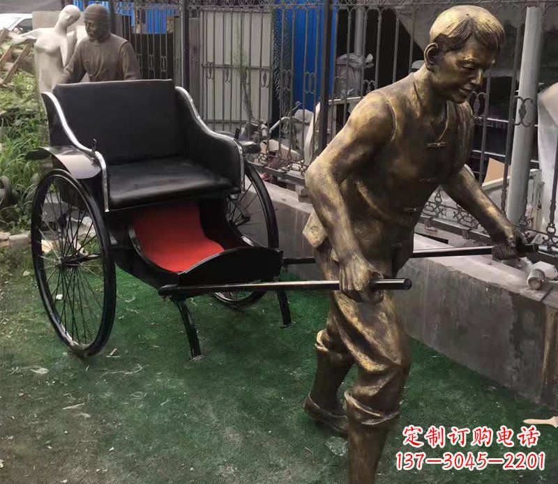 绵阳精美铜雕车夫人物雕塑