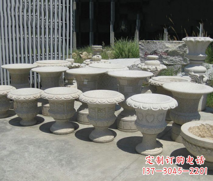 绵阳大理石花盆石雕艺术品