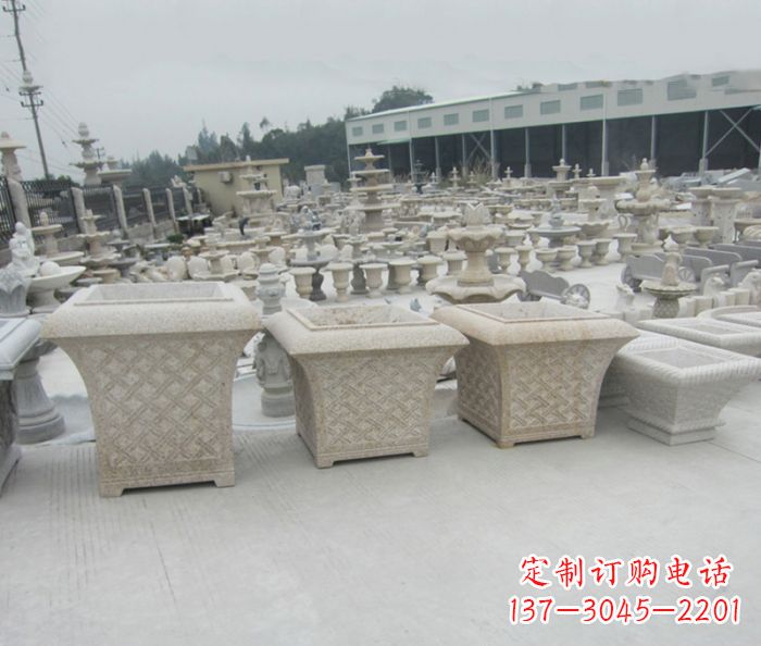 绵阳优雅花盆大理石雕塑
