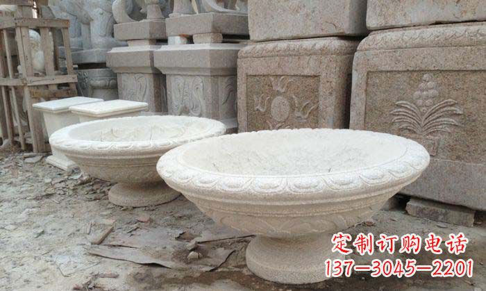 绵阳细腻雅致的大理石花盆石雕