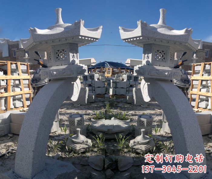 绵阳精美大理石镂空石灯雕塑