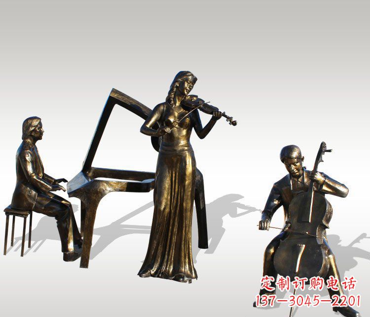 绵阳公园景观钢琴拉小提琴人物铜雕