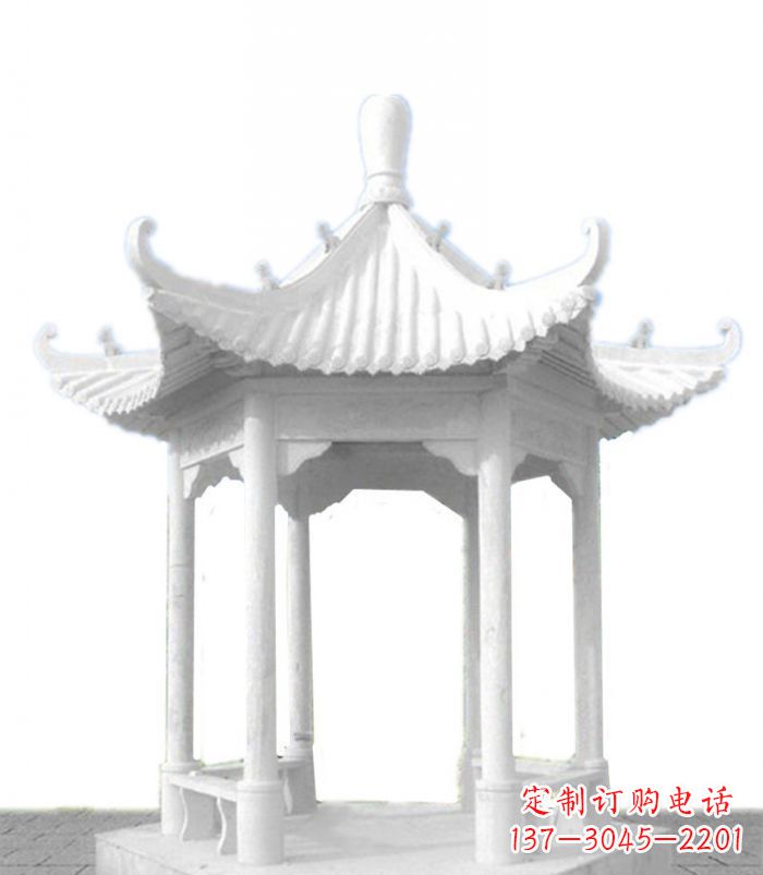 绵阳公园景观汉白玉石雕凉亭 (2)