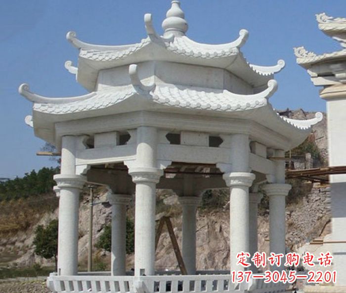 绵阳公园景观汉白玉石雕凉亭