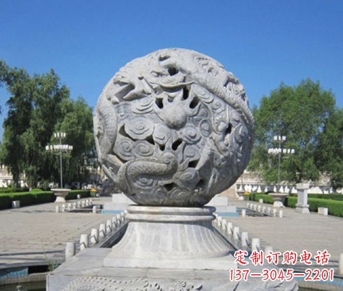 绵阳公园景观龙浮雕球喷泉石雕