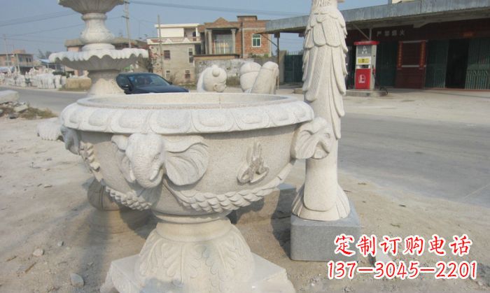绵阳公园景观象头石雕水缸