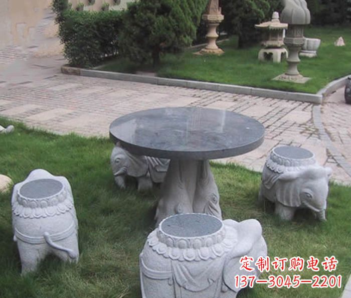 绵阳公园景观小象石桌凳石雕