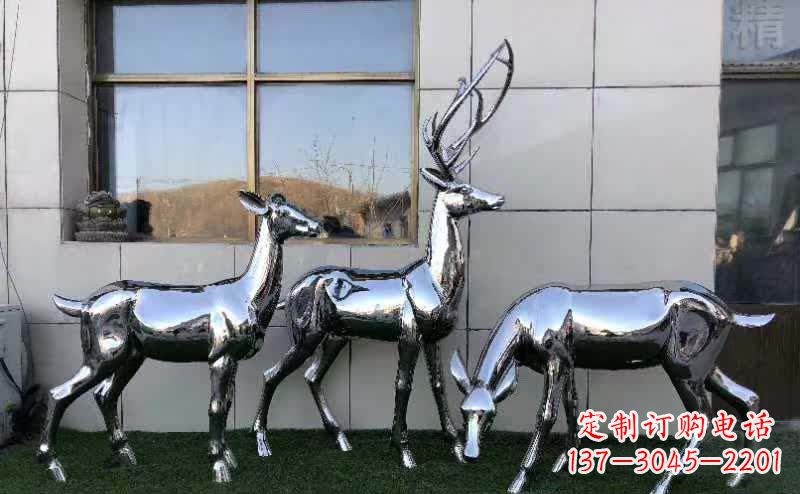 绵阳华丽风格镜面不锈钢动物鹿雕塑