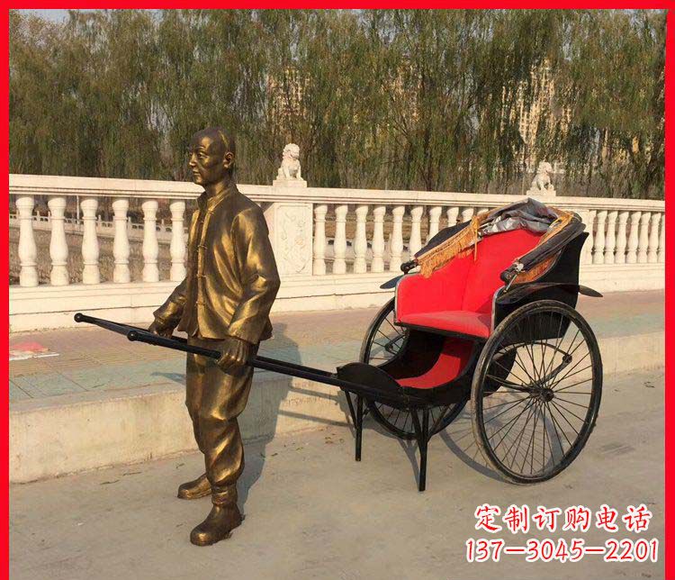 绵阳黄包车铜雕精湛工艺,体现传统文化